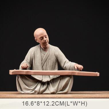 PINNY Ncient Painted Pottery Buddha Statue Chinese Kongfu Ceramics Figure Home Decoration Accessories Zen Creative Ornaments acacuss