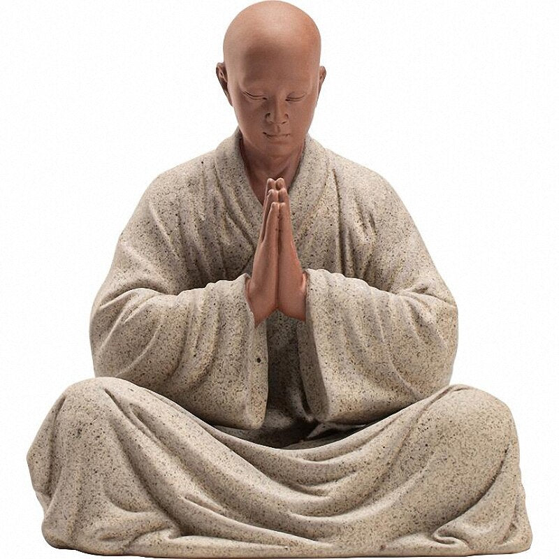 PINNY Ncient Painted Pottery Buddha Statue Chinese Kongfu Ceramics Figure Home Decoration Accessories Zen Creative Ornaments acacuss