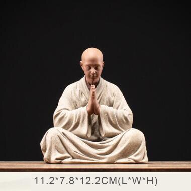 PINNY Ncient Painted Pottery Buddha Statue Chinese Kongfu Ceramics Figure Home Decoration Accessories Zen Creative Ornaments acacuss