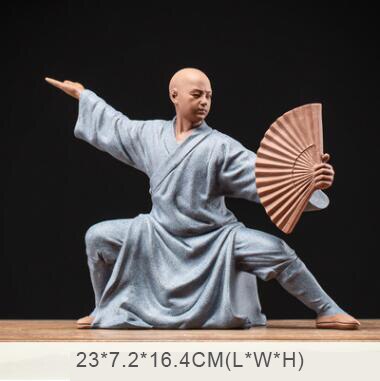 PINNY Ncient Painted Pottery Buddha Statue Chinese Kongfu Ceramics Figure Home Decoration Accessories Zen Creative Ornaments acacuss