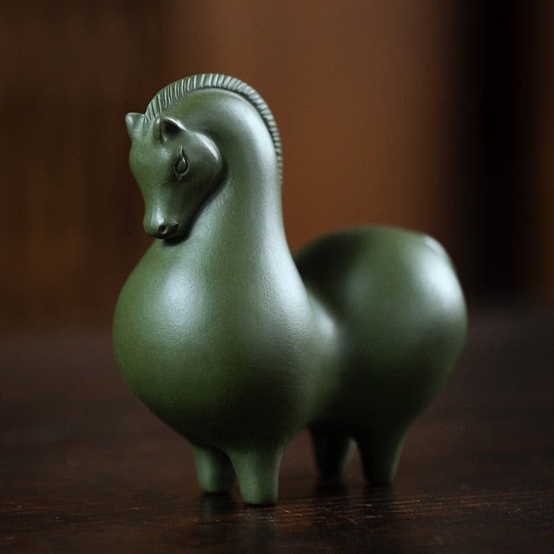 PINNY Purple Clay Horse Decoration Figurines Ceramic Animal Crafts Statuette Home Decoration Accessories Mini Animals acacuss