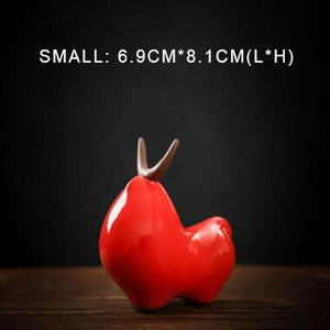 PINNY Red Bull Ornament Estatuas Ceramic Crafts Decorative Statues For Decoration Home Decoration Accessories Modern acacuss