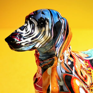Painted Colorful Dachshund Dog Creative Home Modern Decoration Ornaments Living Room Wine Cabinet Office Decor Desktop Crafts acacuss