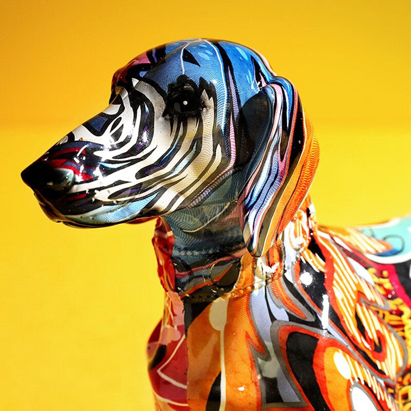 Painted Colorful Dachshund Dog Creative Home Modern Decoration Ornaments Living Room Wine Cabinet Office Decor Desktop Crafts acacuss