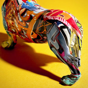 Painted Colorful Dachshund Dog Creative Home Modern Decoration Ornaments Living Room Wine Cabinet Office Decor Desktop Crafts acacuss