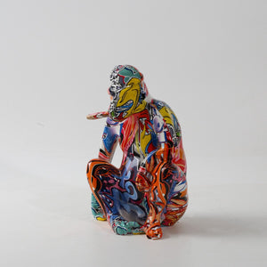 Painted Colorful Smoking Monkey Ornament Creative Home Modern Decoration Ornaments Wine Cabinet Office Decor Desktop Crafts acacuss