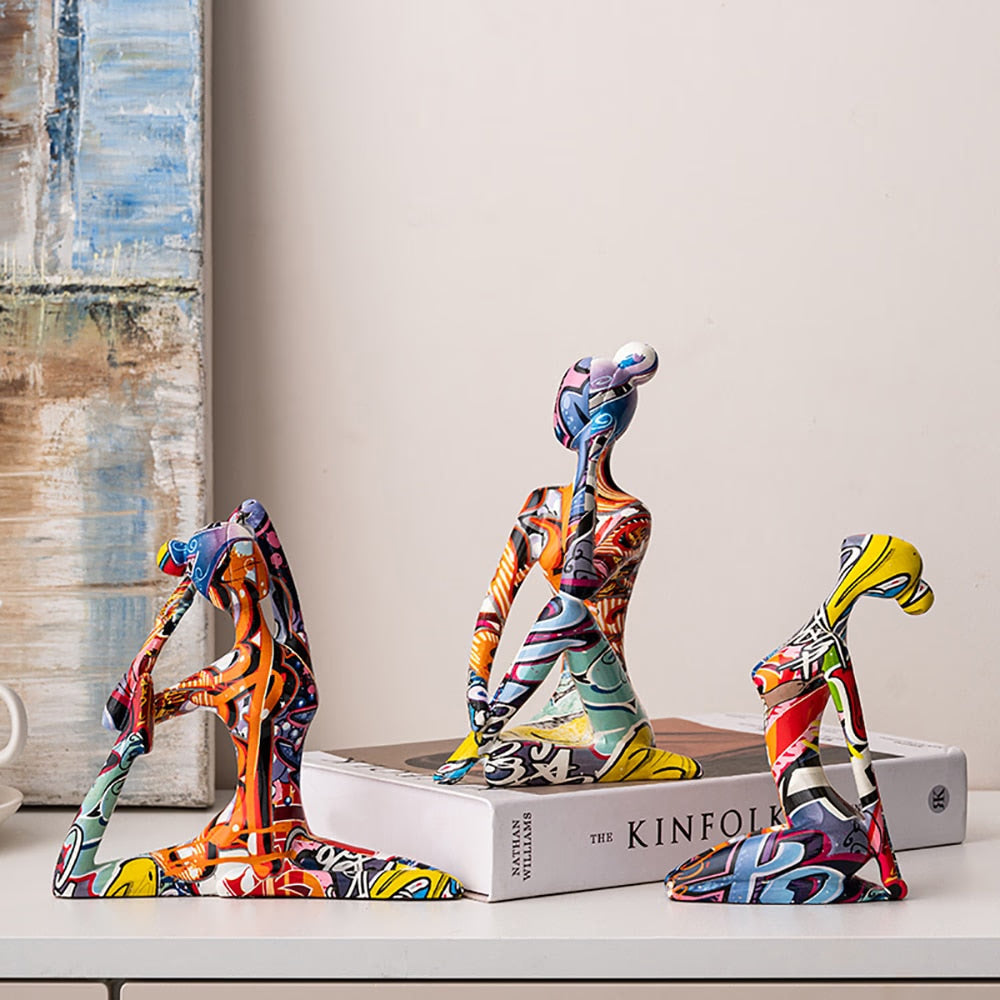 Painted Figure Figurines Modern Home Decoration Resin Sculpture Aesthetic Living Room Ornaments Desk Accessories Indoor Statue acacuss