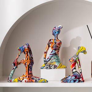 Painted Figure Figurines Modern Home Decoration Resin Sculpture Aesthetic Living Room Ornaments Desk Accessories Indoor Statue acacuss