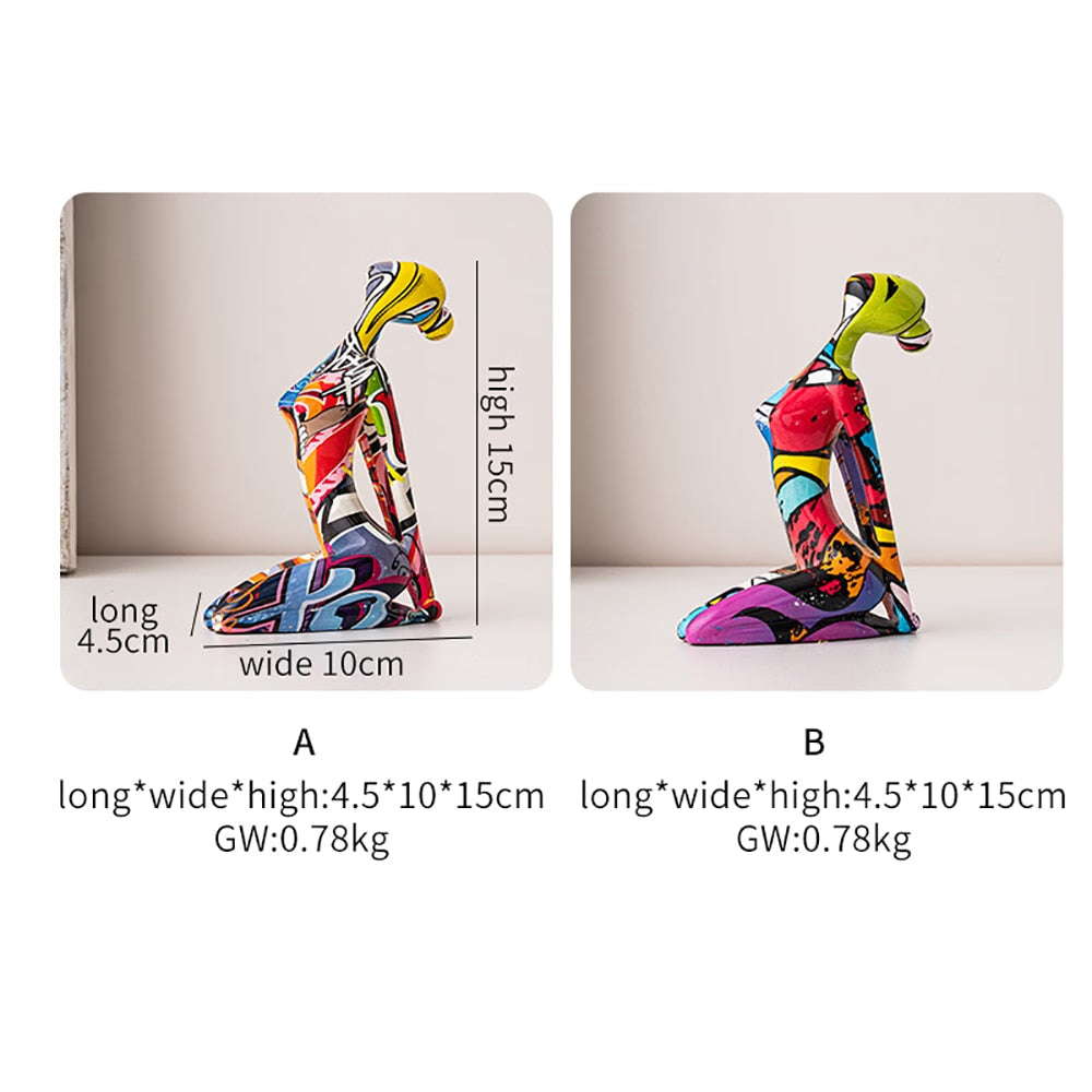 Painted Figure Figurines Modern Home Decoration Resin Sculpture Aesthetic Living Room Ornaments Desk Accessories Indoor Statue acacuss