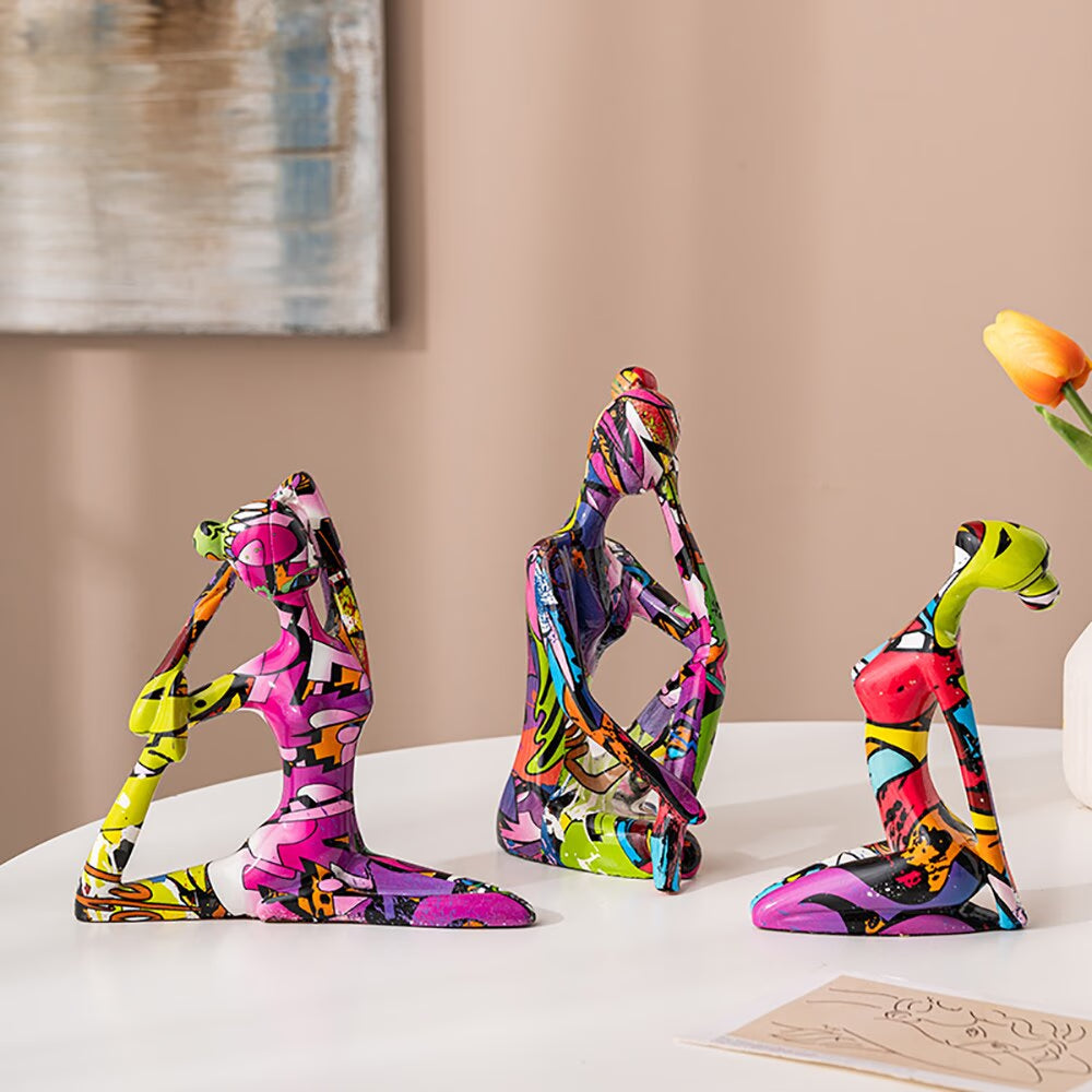 Painted Figure Figurines Modern Home Decoration Resin Sculpture Aesthetic Living Room Ornaments Desk Accessories Indoor Statue acacuss