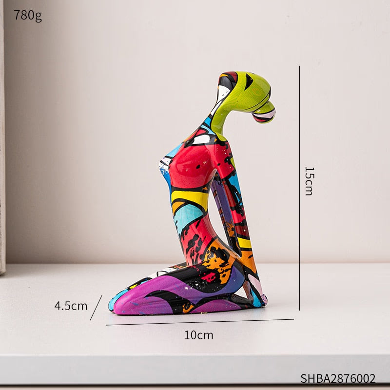 Painted Figure Figurines Modern Home Decoration Resin Sculpture Aesthetic Living Room Ornaments Desk Accessories Indoor Statue acacuss