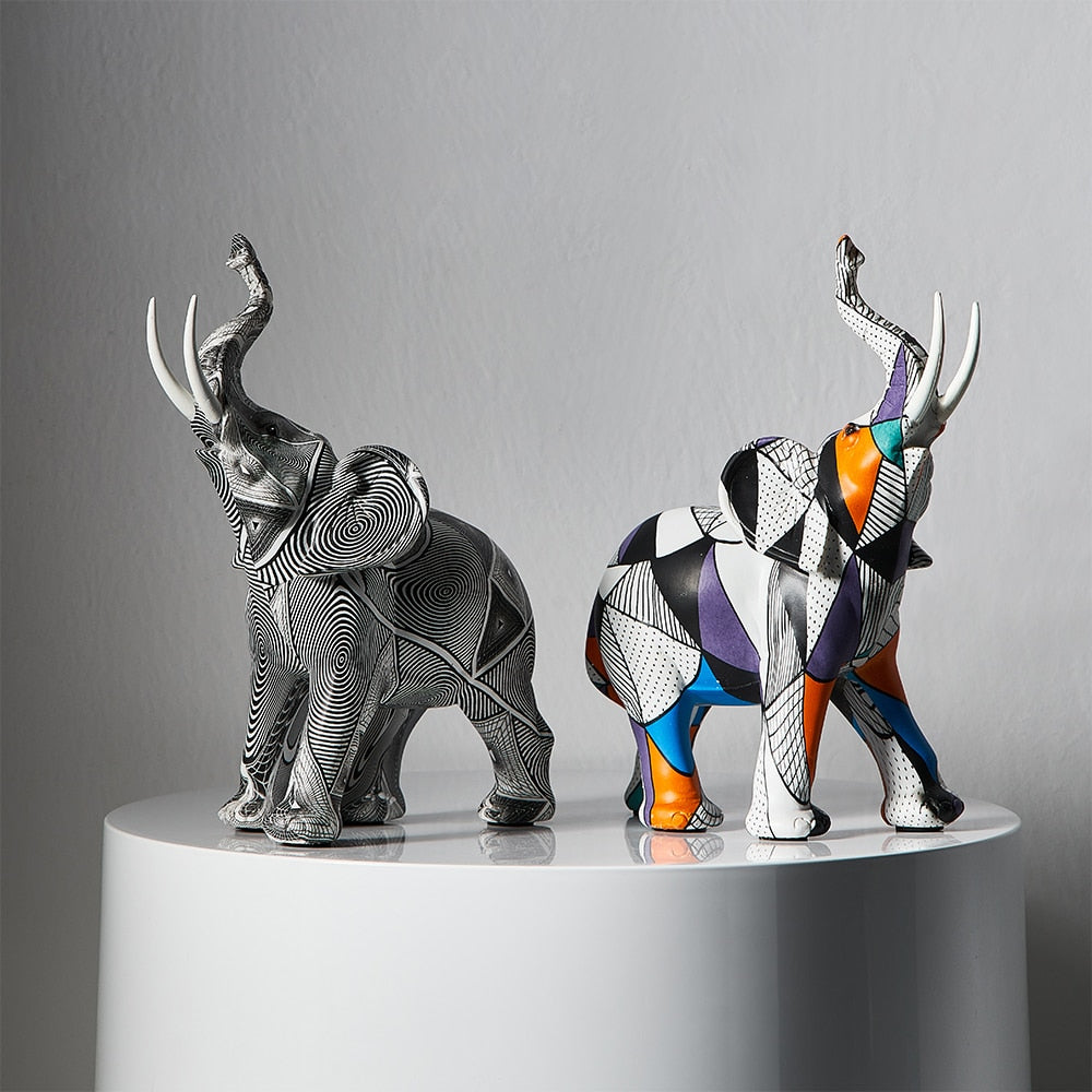 Painting Art Elephant Sculptures Modern Figurines Home Decoration Resin Animal Statue Nordic LivingRoom Interior Decor Girl Gift acacuss