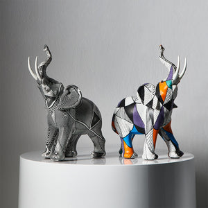 Painting Art Elephant Sculptures Modern Figurines Home Decoration Resin Animal Statue Nordic LivingRoom Interior Decor Girl Gift acacuss