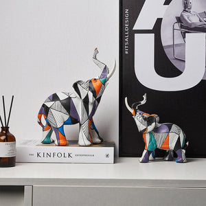 Painting Art Elephant Sculptures Modern Figurines Home Decoration Resin Animal Statue Nordic LivingRoom Interior Decor Girl Gift acacuss