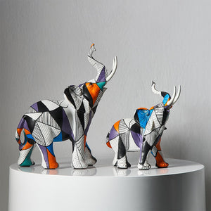 Painting Art Elephant Sculptures Modern Figurines Home Decoration Resin Animal Statue Nordic LivingRoom Interior Decor Girl Gift acacuss