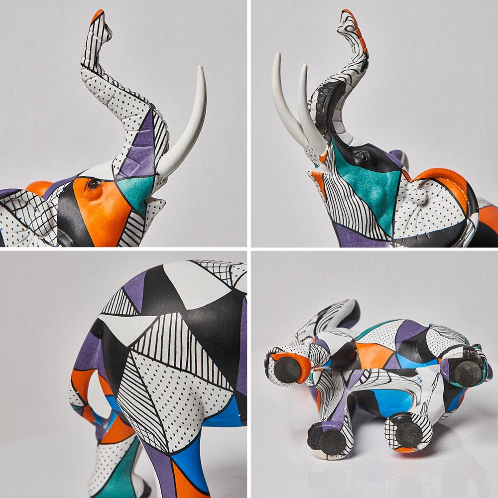 Painting Art Elephant Sculptures Modern Figurines Home Decoration Resin Animal Statue Nordic LivingRoom Interior Decor Girl Gift acacuss