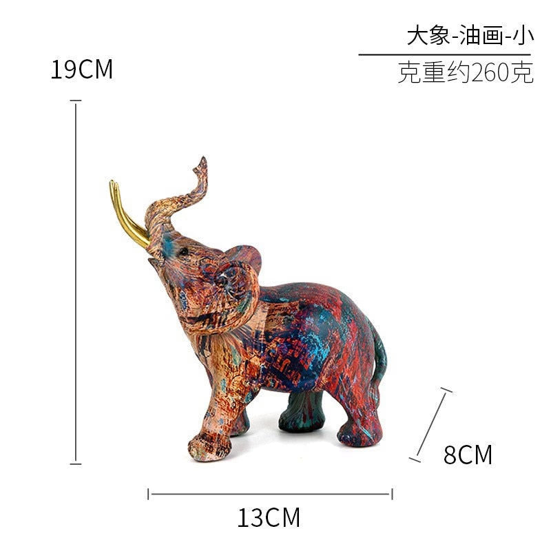 Painting Art Elephant Sculptures Modern Figurines Home Decoration Resin Animal Statue Nordic LivingRoom Interior Decor Girl Gift acacuss