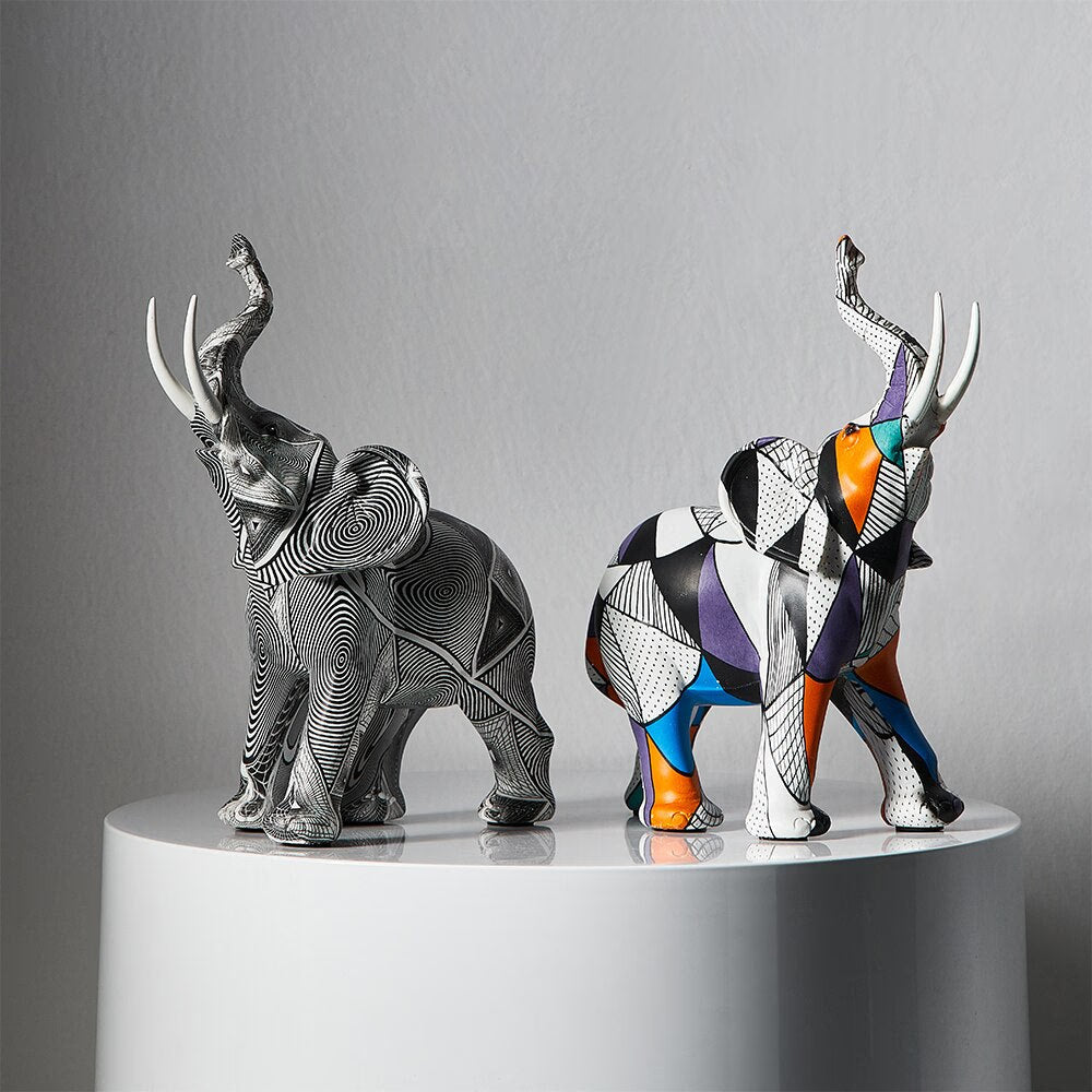 Painting Art Elephant Sculptures &amp; Figurines Modern Decoration Home Resin Animal Statue Nordic Living Room Nordic Interior Decor acacuss