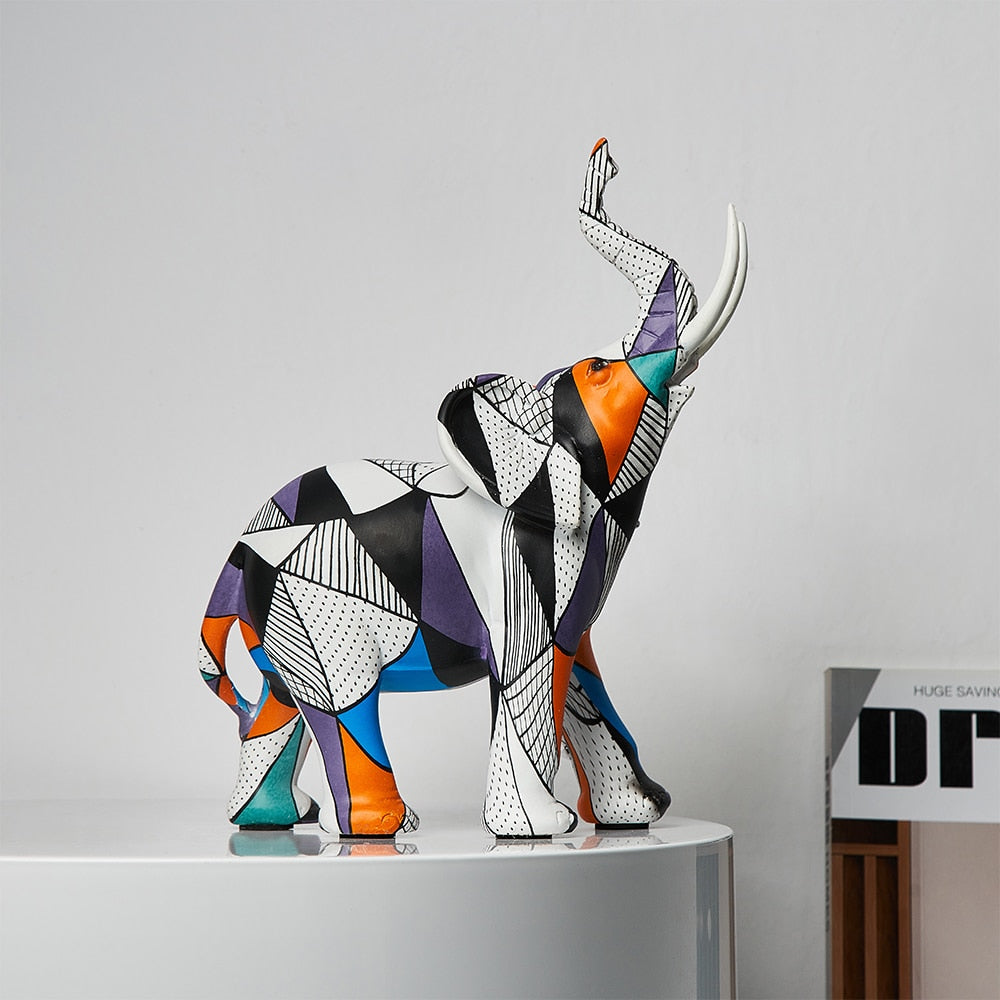 Painting Art Elephant Sculptures &amp; Figurines Modern Decoration Home Resin Animal Statue Nordic Living Room Nordic Interior Decor acacuss