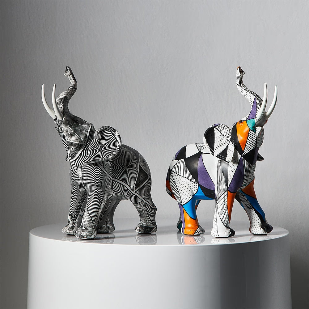 Painting Art Elephant Sculptures &amp; Figurines Modern Decoration Home Resin Animal Statue Nordic Living Room Nordic Interior Decor acacuss
