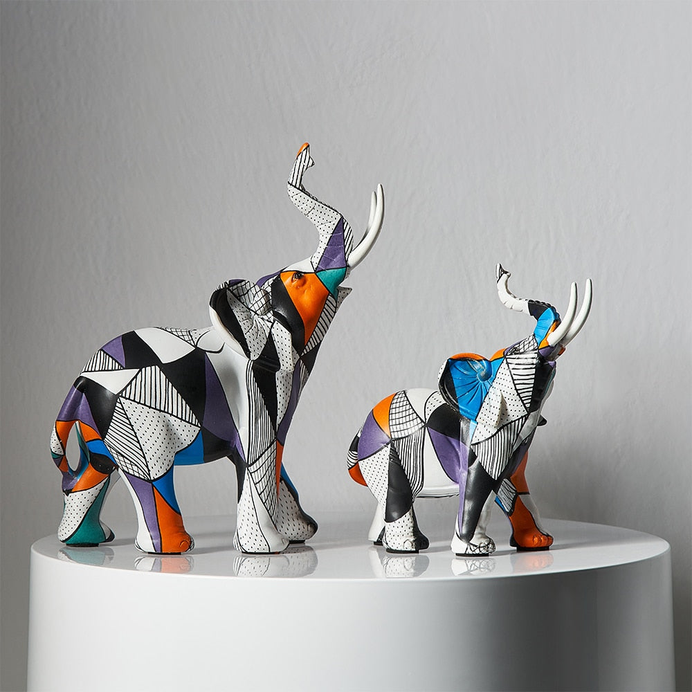 Painting Art Elephant Sculptures &amp; Figurines Modern Decoration Home Resin Animal Statue Nordic Living Room Nordic Interior Decor acacuss