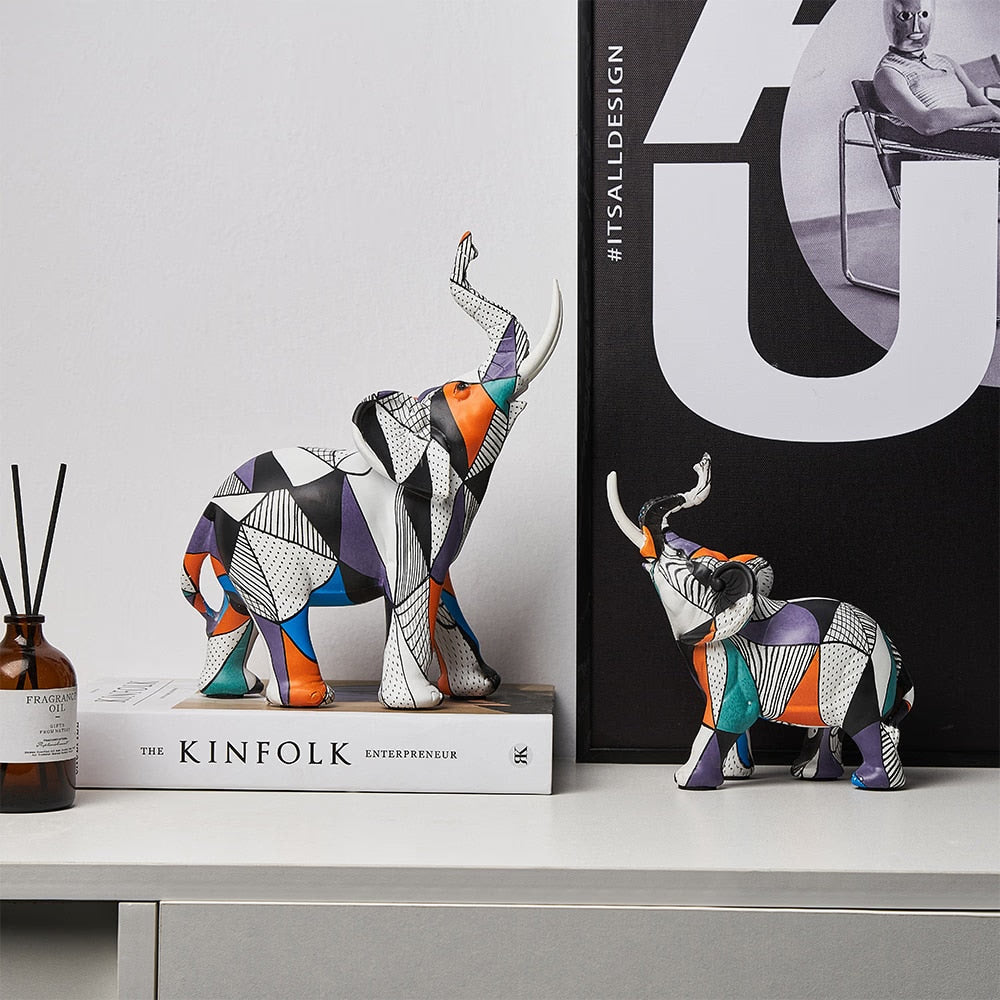 Painting Art Elephant Sculptures &amp; Figurines Modern Decoration Home Resin Animal Statue Nordic Living Room Nordic Interior Decor acacuss