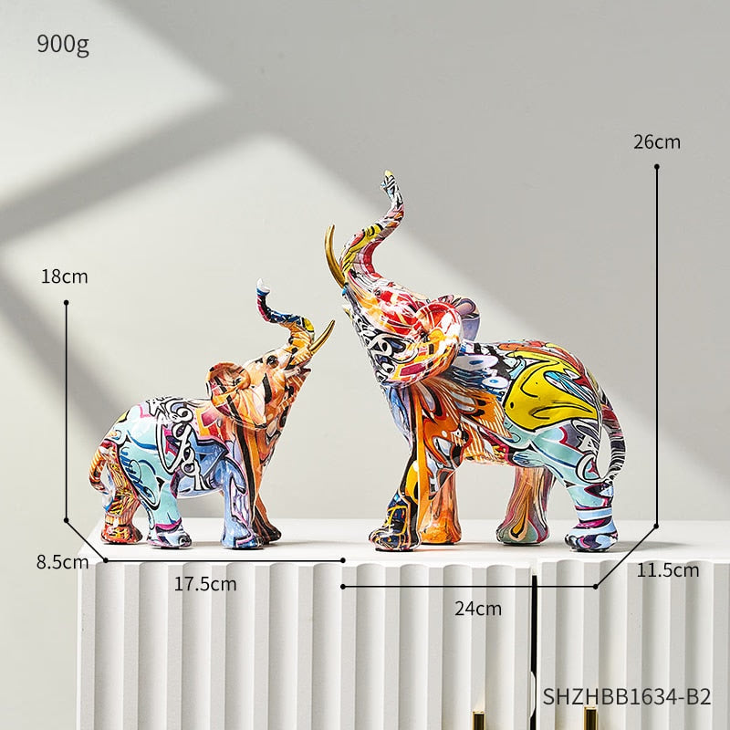 Painting Art Elephant Sculptures &amp; Figurines Modern Decoration Home Resin Animal Statue Nordic Living Room Nordic Interior Decor acacuss