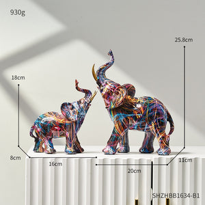 Painting Art Elephant Sculptures &amp; Figurines Modern Decoration Home Resin Animal Statue Nordic Living Room Nordic Interior Decor acacuss