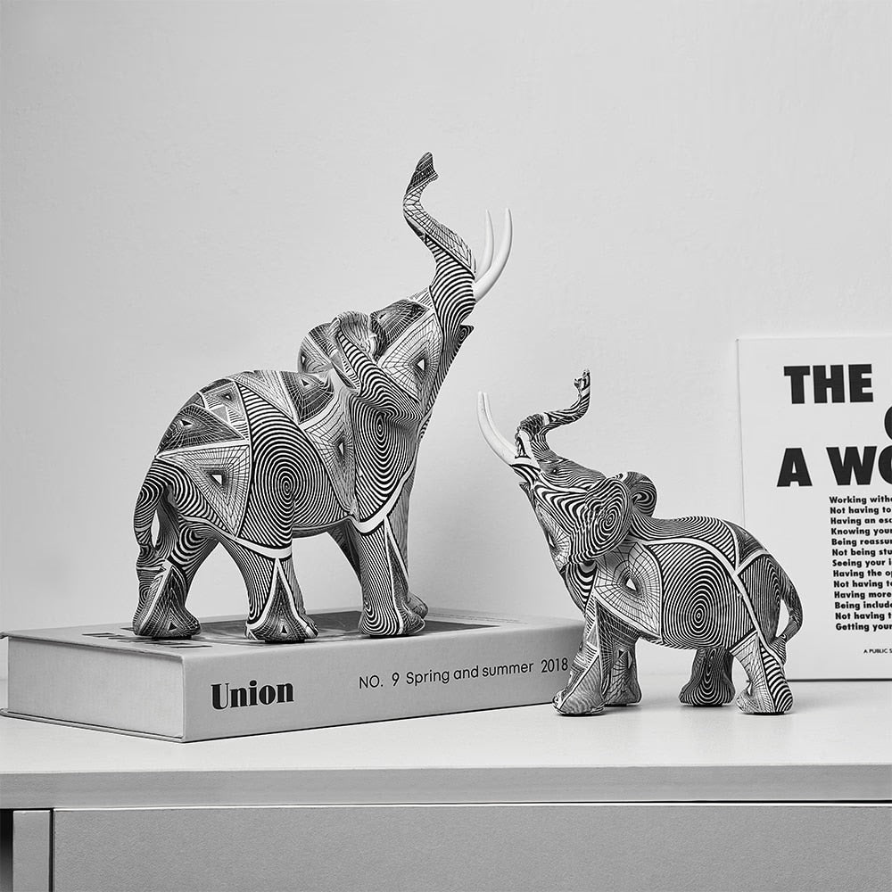 Painting Art Elephant Sculptures &amp; Figurines Modern Decoration Home Resin Animal Statue Nordic Living Room Nordic Interior Decor acacuss