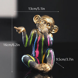Painting Resin Monkey Figurine Animal Statue Modern Art Zen Home Living Room Bookshelf Office Desk Decoration Accessories acacuss