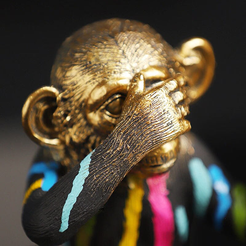 Painting Resin Monkey Figurine Animal Statue Modern Art Zen Home Living Room Bookshelf Office Desk Decoration Accessories acacuss