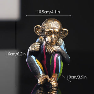 Painting Resin Monkey Figurine Animal Statue Modern Art Zen Home Living Room Bookshelf Office Desk Decoration Accessories acacuss