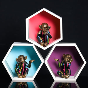 Painting Resin Monkey Figurine Animal Statue Modern Art Zen Home Living Room Bookshelf Office Desk Decoration Accessories acacuss
