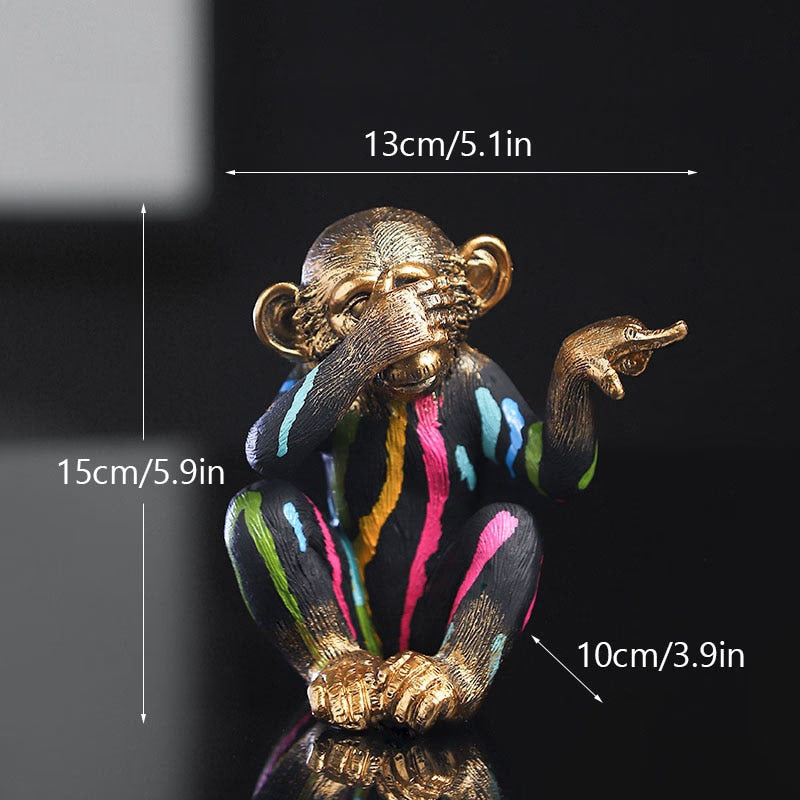 Painting Resin Monkey Figurine Animal Statue Modern Art Zen Home Living Room Bookshelf Office Desk Decoration Accessories acacuss