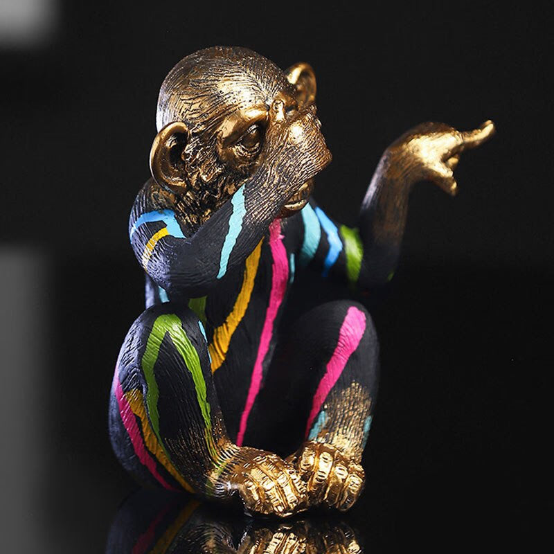 Painting Resin Monkey Figurine Animal Statue Modern Art Zen Home Living Room Bookshelf Office Desk Decoration Accessories acacuss