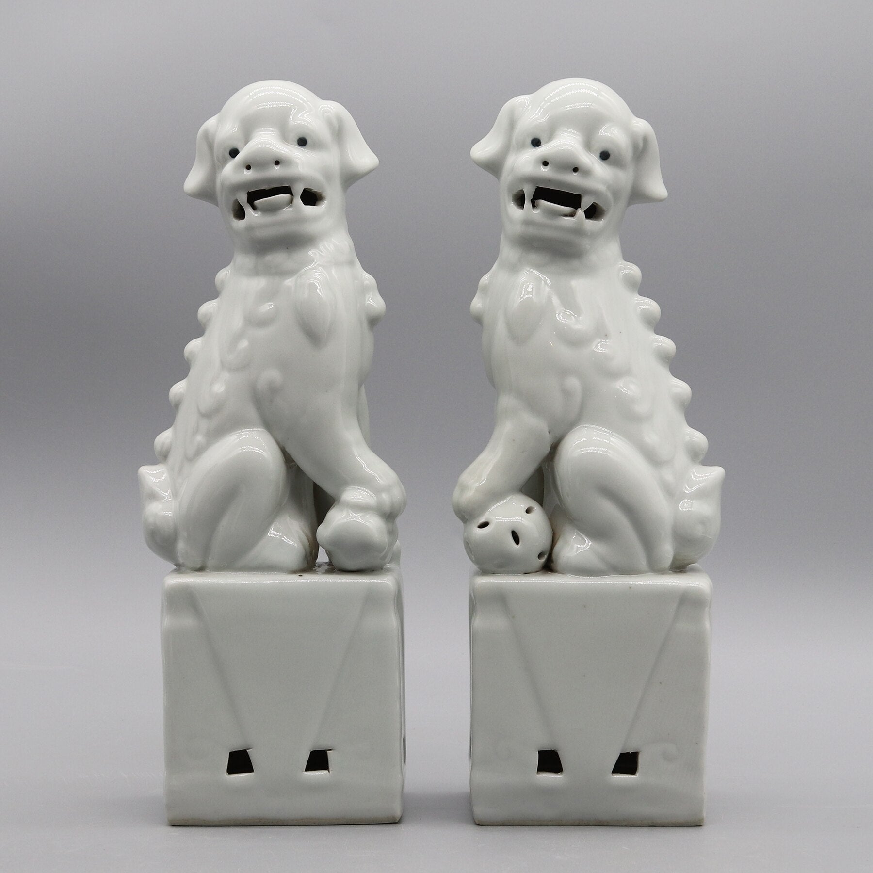 Pair of foo dogs, Fu dogs, Buddha dogs, Chinese guardian lions, Ceramic sculpture, Home decoration acacuss