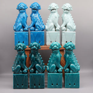 Pair of foo dogs, Fu dogs, Buddha dogs, Chinese guardian lions, Ceramic sculpture, Home decoration acacuss