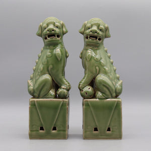 Pair of foo dogs, Fu dogs, Buddha dogs, Chinese guardian lions, Ceramic sculpture, Home decoration acacuss