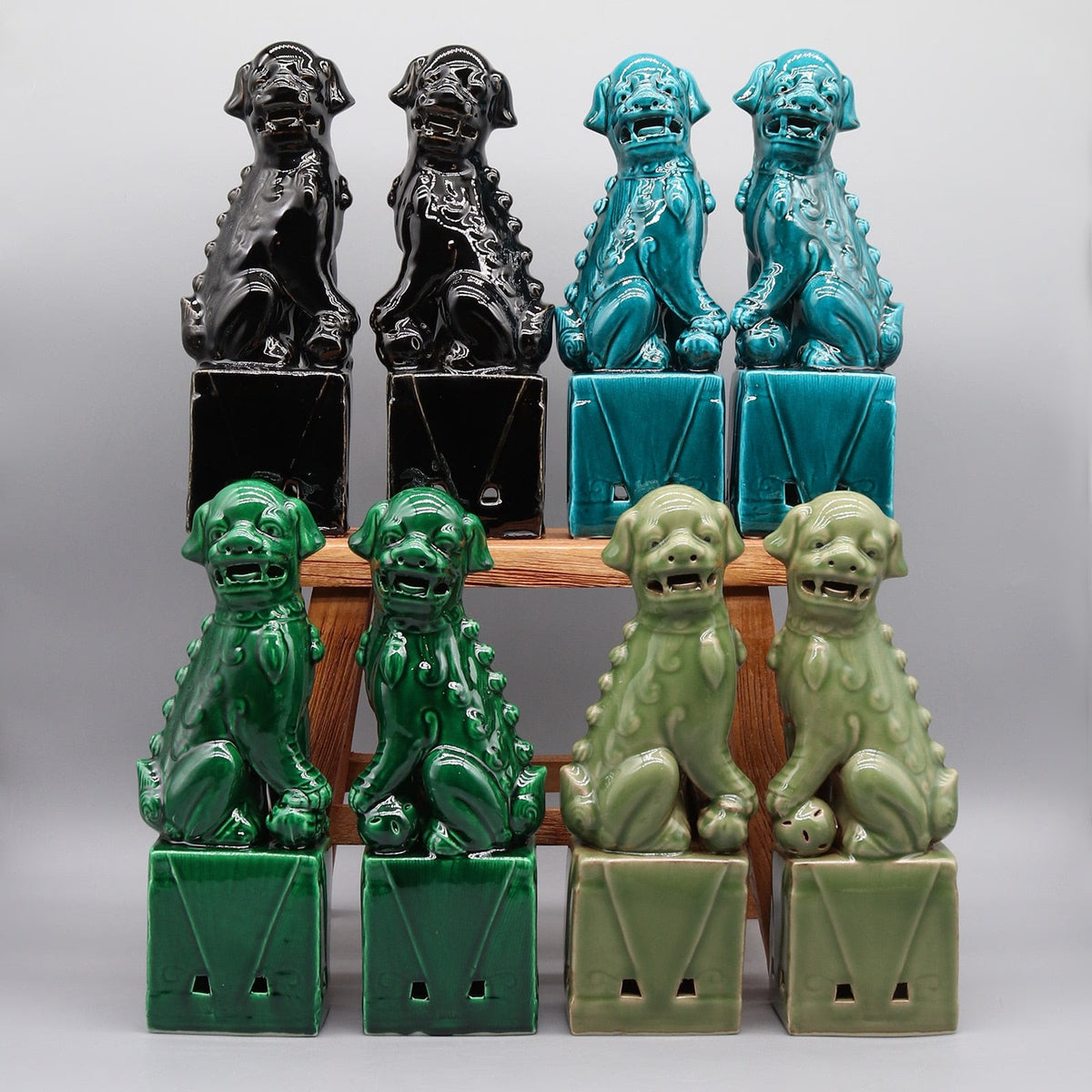 Pair of foo dogs, Fu dogs, Buddha dogs, Chinese guardian lions, Ceramic sculpture, Home decoration acacuss