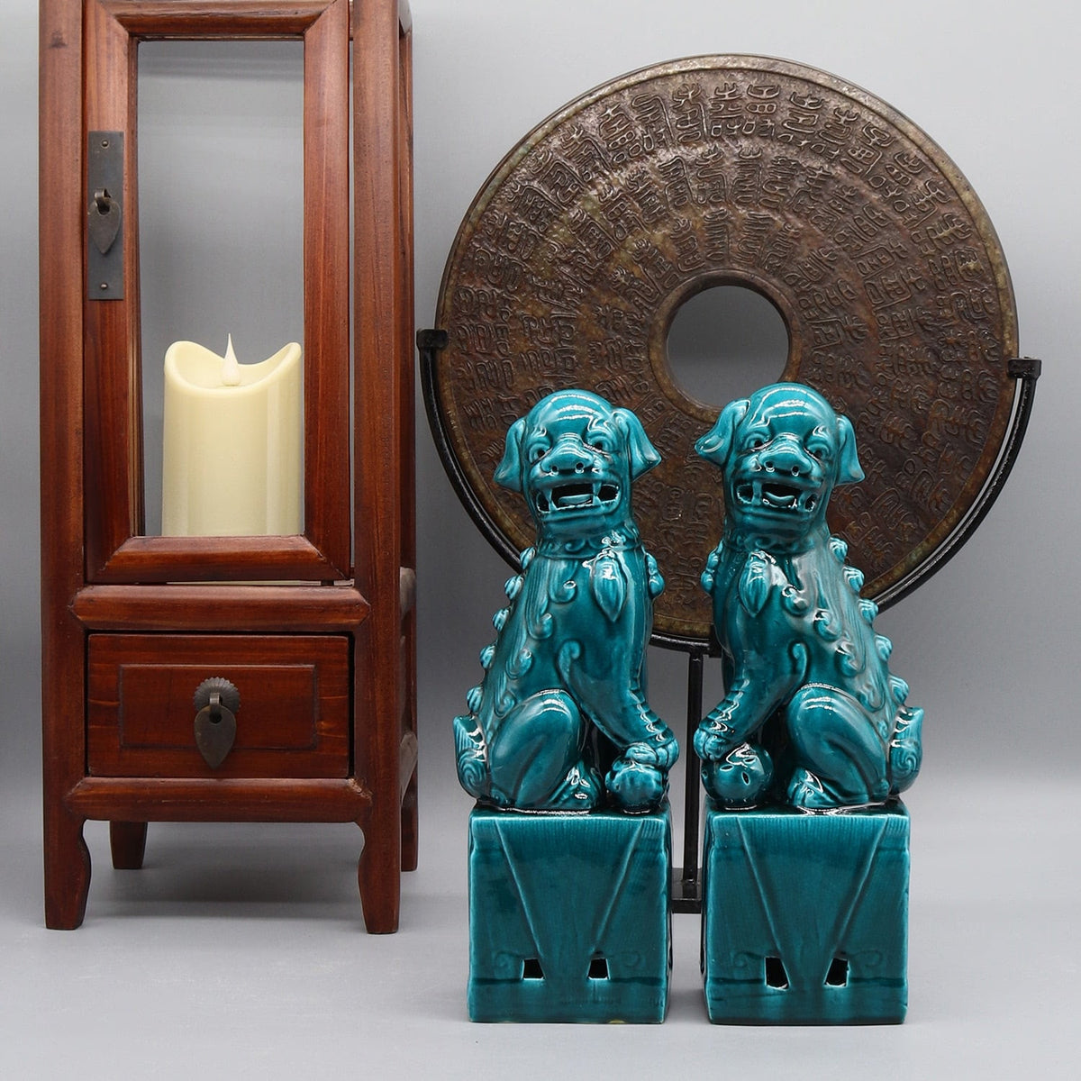 Pair of foo dogs, Fu dogs, Buddha dogs, Chinese guardian lions, Ceramic sculpture, Home decoration acacuss