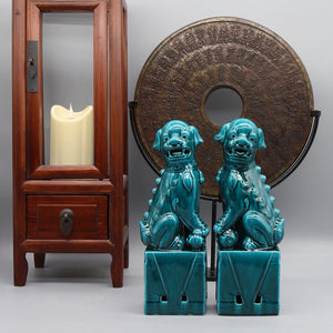 Pair of foo dogs, Fu dogs, Buddha dogs, Chinese guardian lions, Ceramic sculpture, Home decoration acacuss
