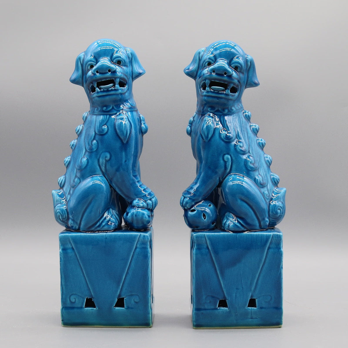 Pair of foo dogs, Fu dogs, Buddha dogs, Chinese guardian lions, Ceramic sculpture, Home decoration acacuss
