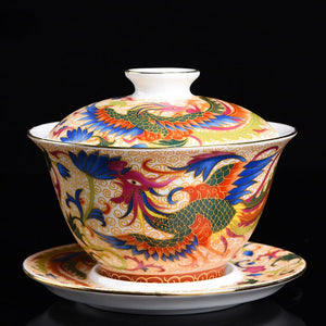 Palace Enamel Dragon Pattern Ceramic Gaiwan Chinese Handmade Teacup Travel Tea Bowl Home Teaware Accessories Drinkware 170ml acacuss