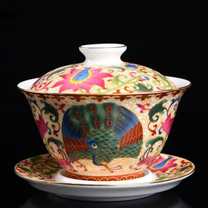 Palace Enamel Dragon Pattern Ceramic Gaiwan Chinese Handmade Teacup Travel Tea Bowl Home Teaware Accessories Drinkware 170ml acacuss