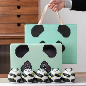 Panda Ceramic Tea Tin Sealed Tank Tea Box 5-piece Set Gift Box Storage Tank Candy Jar Tea Container Tea Organizer Tea Caddy acacuss