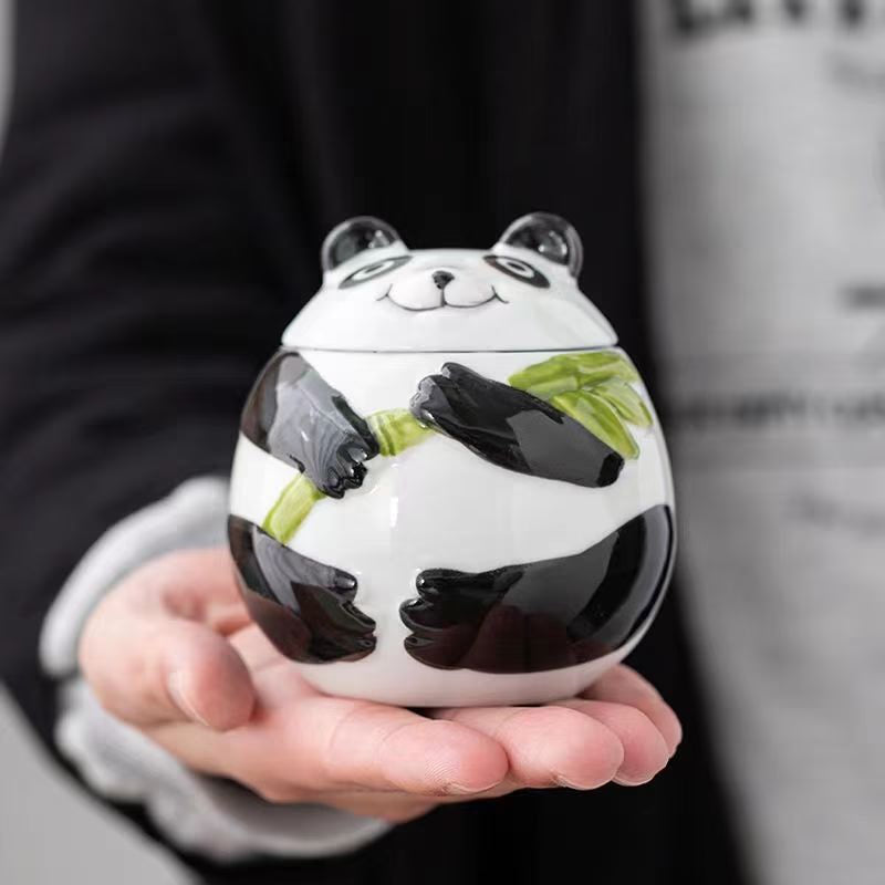 Panda Ceramic Tea Tin Sealed Tank Tea Box 5-piece Set Gift Box Storage Tank Candy Jar Tea Container Tea Organizer Tea Caddy acacuss