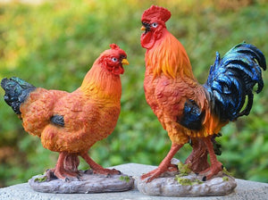Pastoral Simulation Rooster Hen Resin Ornaments Outdoor Garden Balcony Accessories Crafts Park Courtyard Lawn Sculpture Decor acacuss
