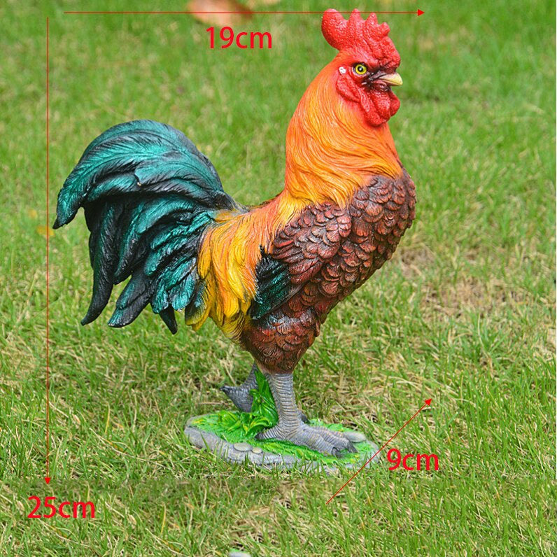 Pastoral Simulation Rooster Hen Resin Ornaments Outdoor Garden Balcony Accessories Crafts Park Courtyard Lawn Sculpture Decor acacuss