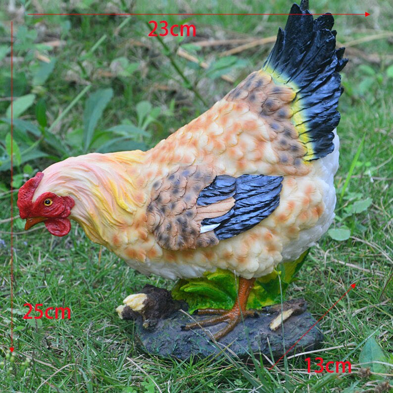 Pastoral Simulation Rooster Hen Resin Ornaments Outdoor Garden Balcony Accessories Crafts Park Courtyard Lawn Sculpture Decor acacuss