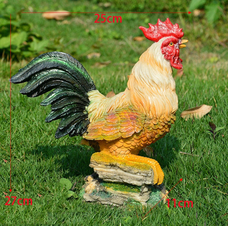 Pastoral Simulation Rooster Hen Resin Ornaments Outdoor Garden Balcony Accessories Crafts Park Courtyard Lawn Sculpture Decor acacuss